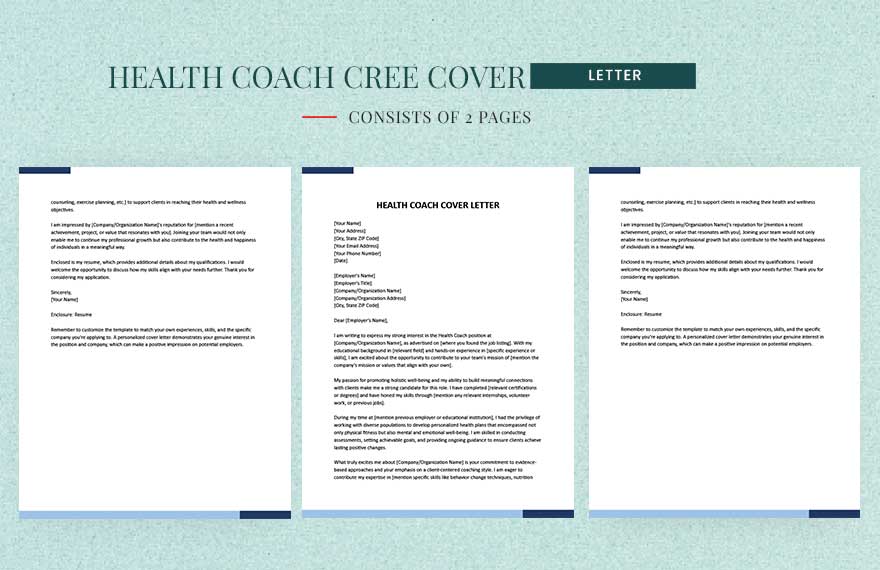Health Coach Cover Letter in Word, Google Docs