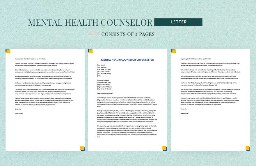Mental Health Counselor Cover Letter in Word, Google Docs