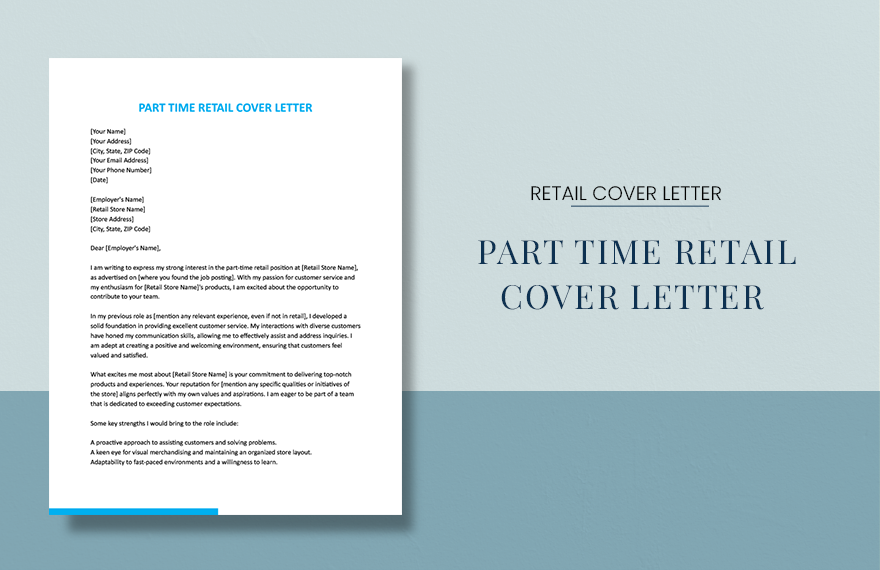 Part Time Retail Cover Letter in Word, Google Docs