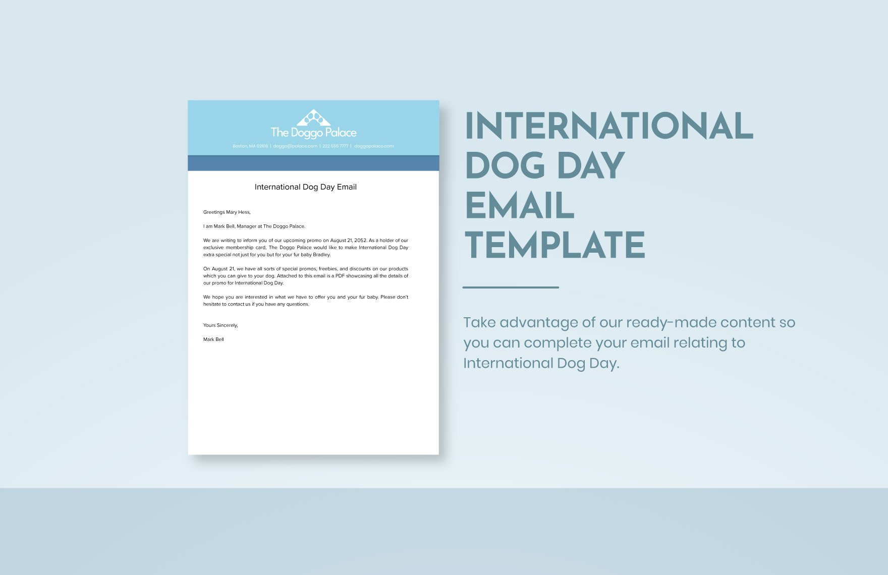 International Dog Day  Email Template in Word, Google Docs, PDF, Illustrator, PSD