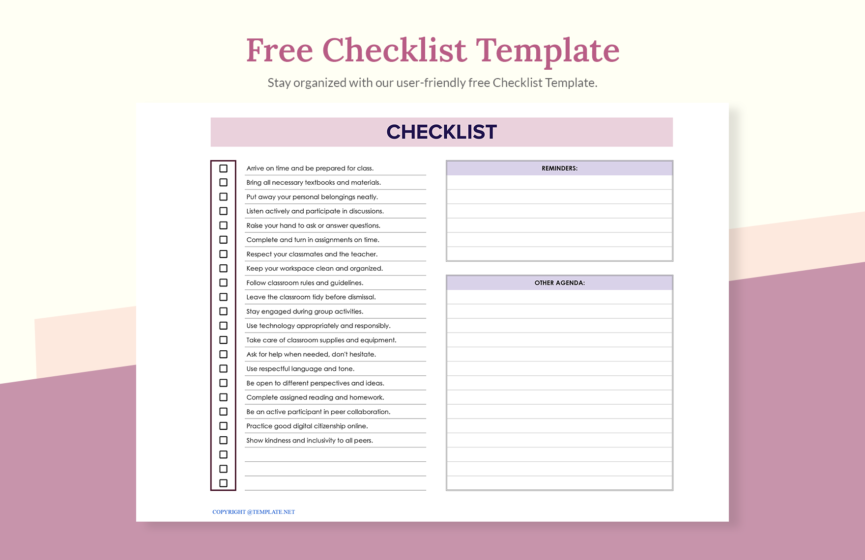 Free Checklist Template Download in Excel, Google Sheets