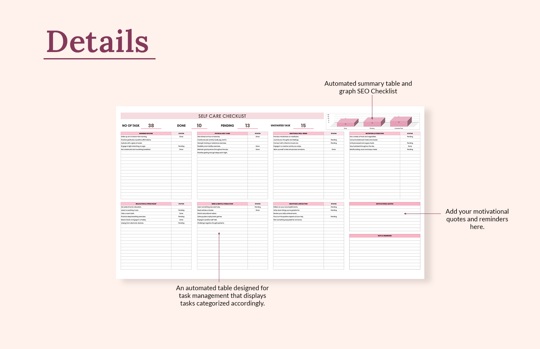 Self Care Checklist Template