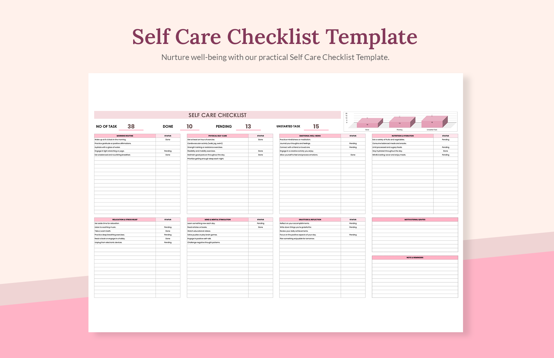 Self Care Checklist Template