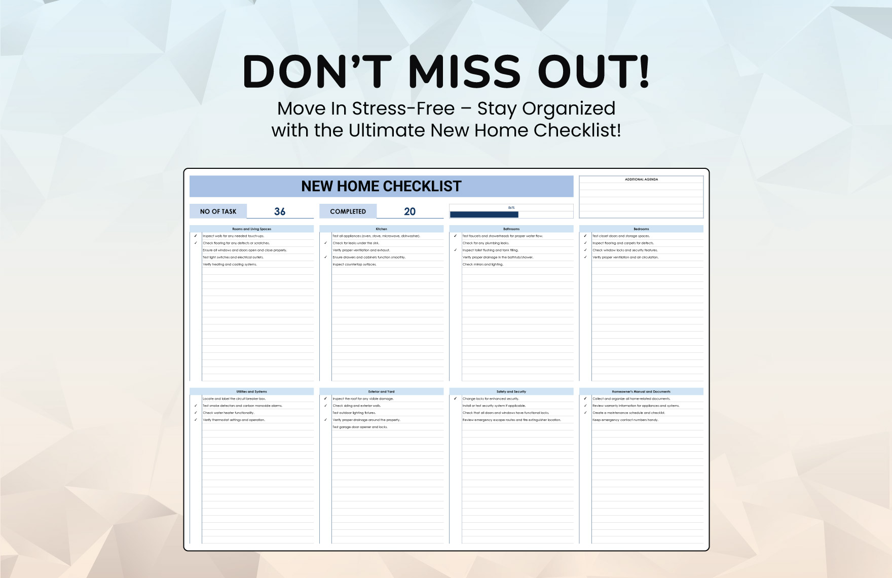 New Home Checklist Template