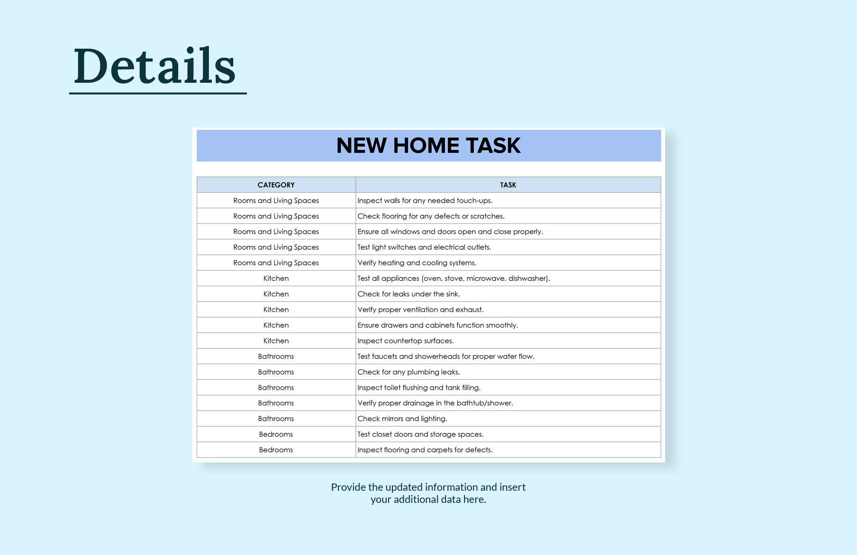 New Home Checklist Template