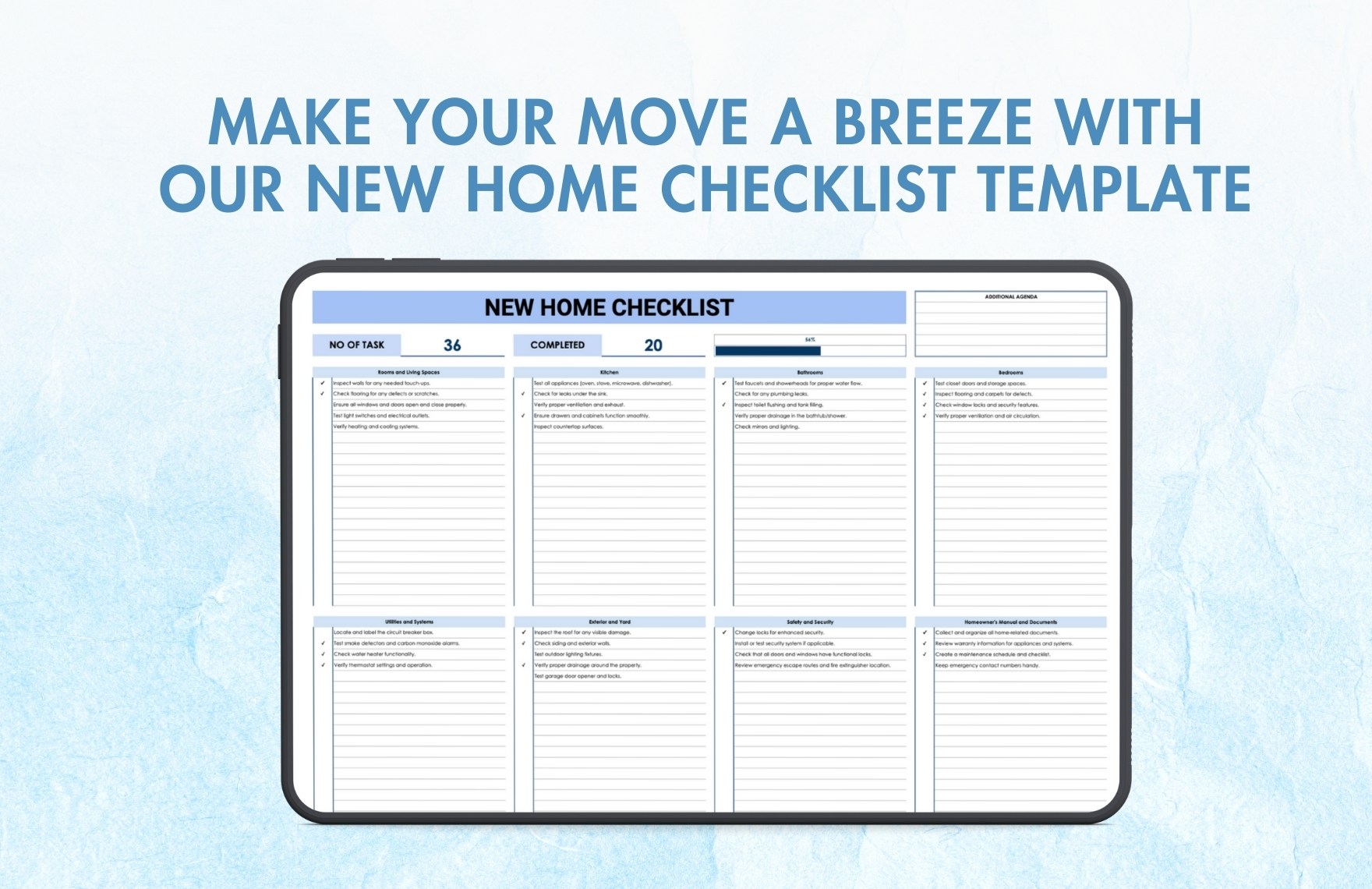 New Home Checklist Template