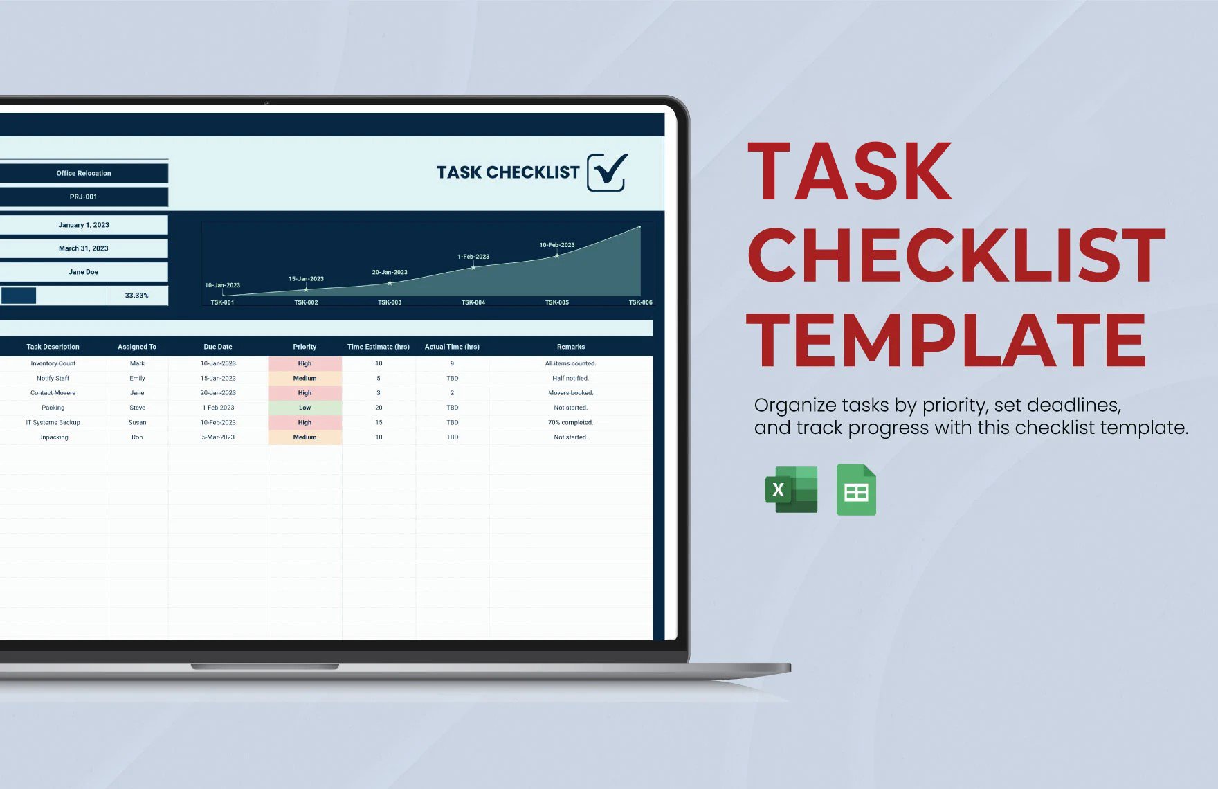 Free Task Checklist Template in Excel, Google Sheets