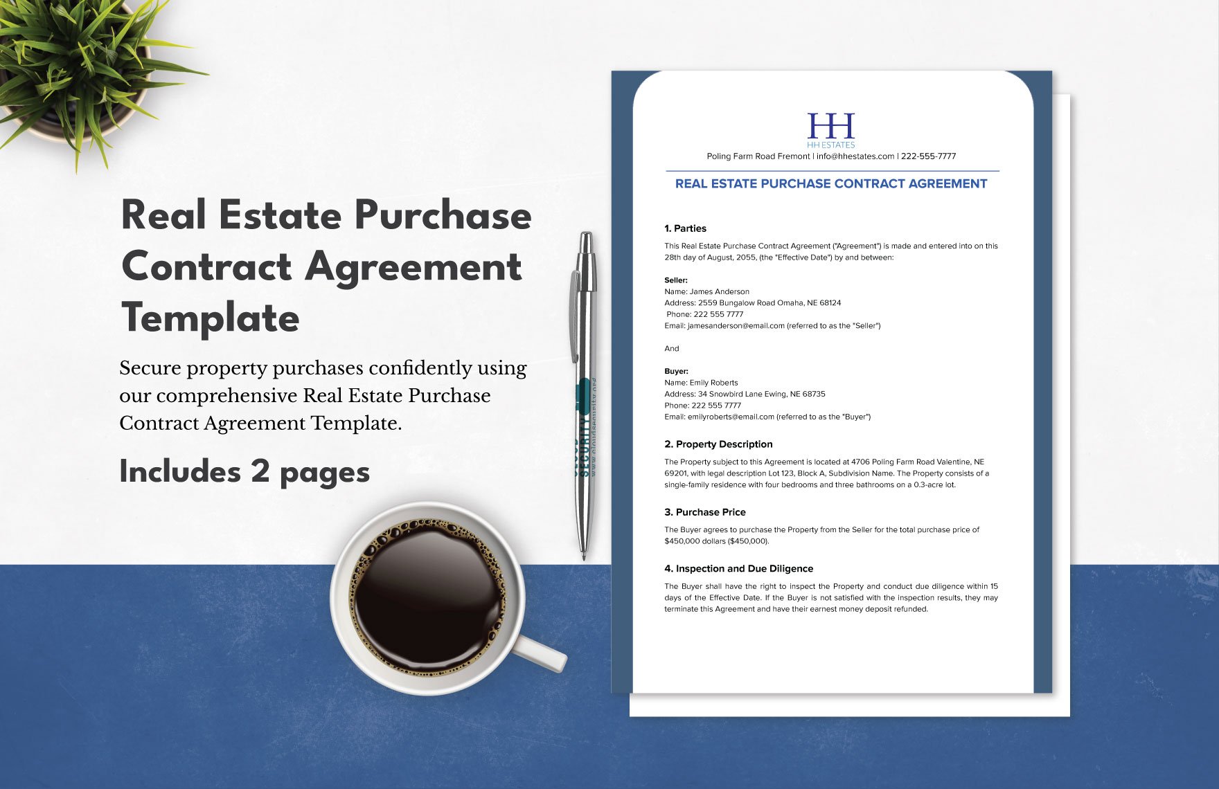 Real Estate Purchase Contract Agreement Template