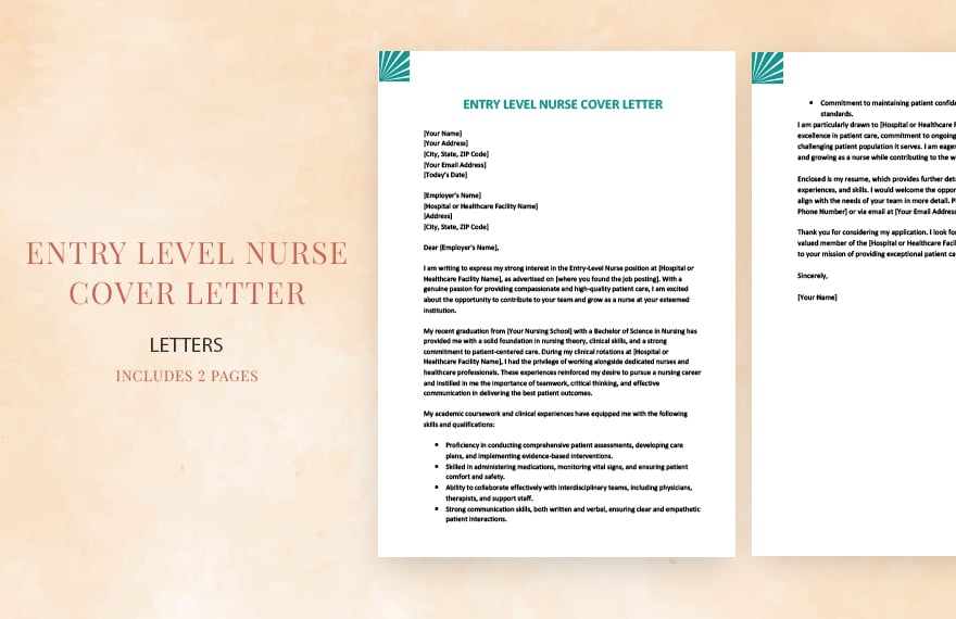 Entry level nurse cover letter in Word, Google Docs, Apple Pages