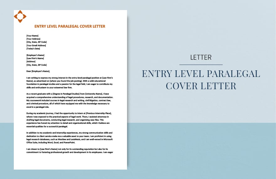 Entry level paralegal cover letter