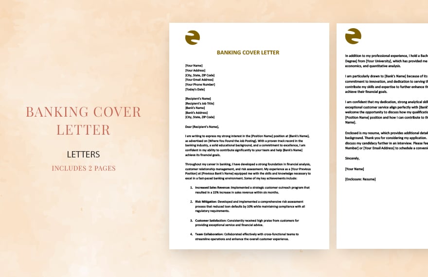 Banking cover letter in Word, Google Docs, Apple Pages