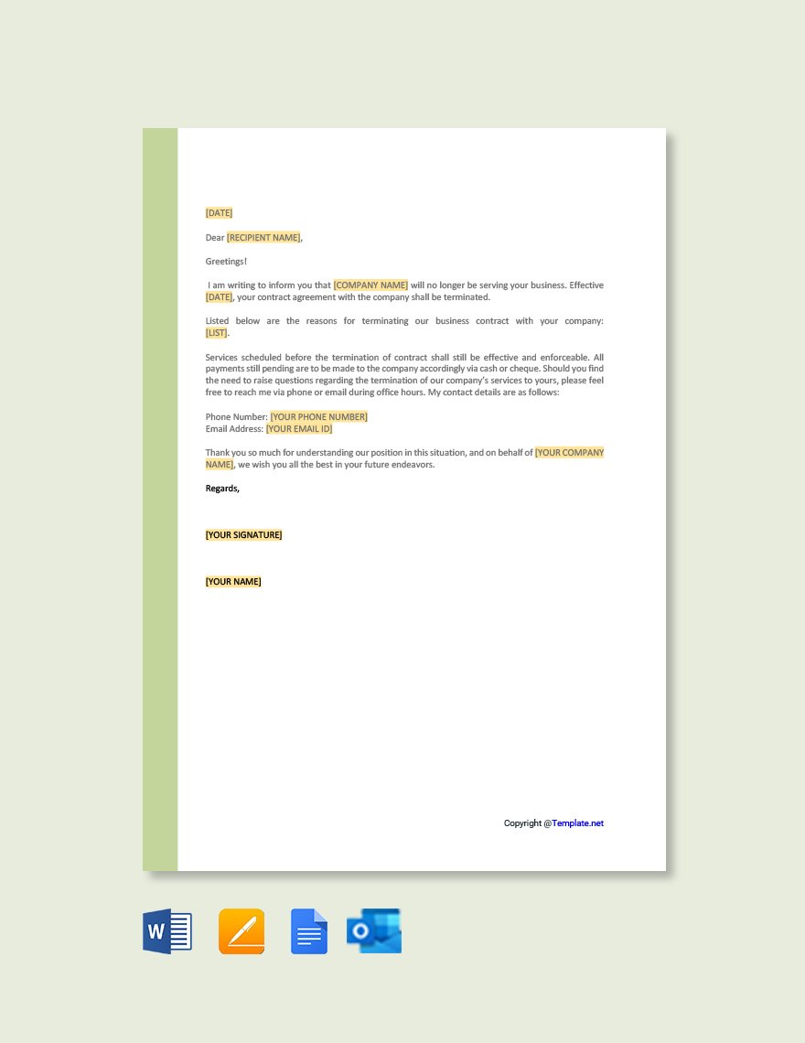 Termination Letter - Substance Abuse Template - Google Docs, Word ...