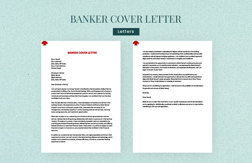 Banker cover letter in Word, Google Docs, Apple Pages