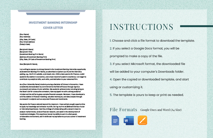 Investment banking internship cover letter