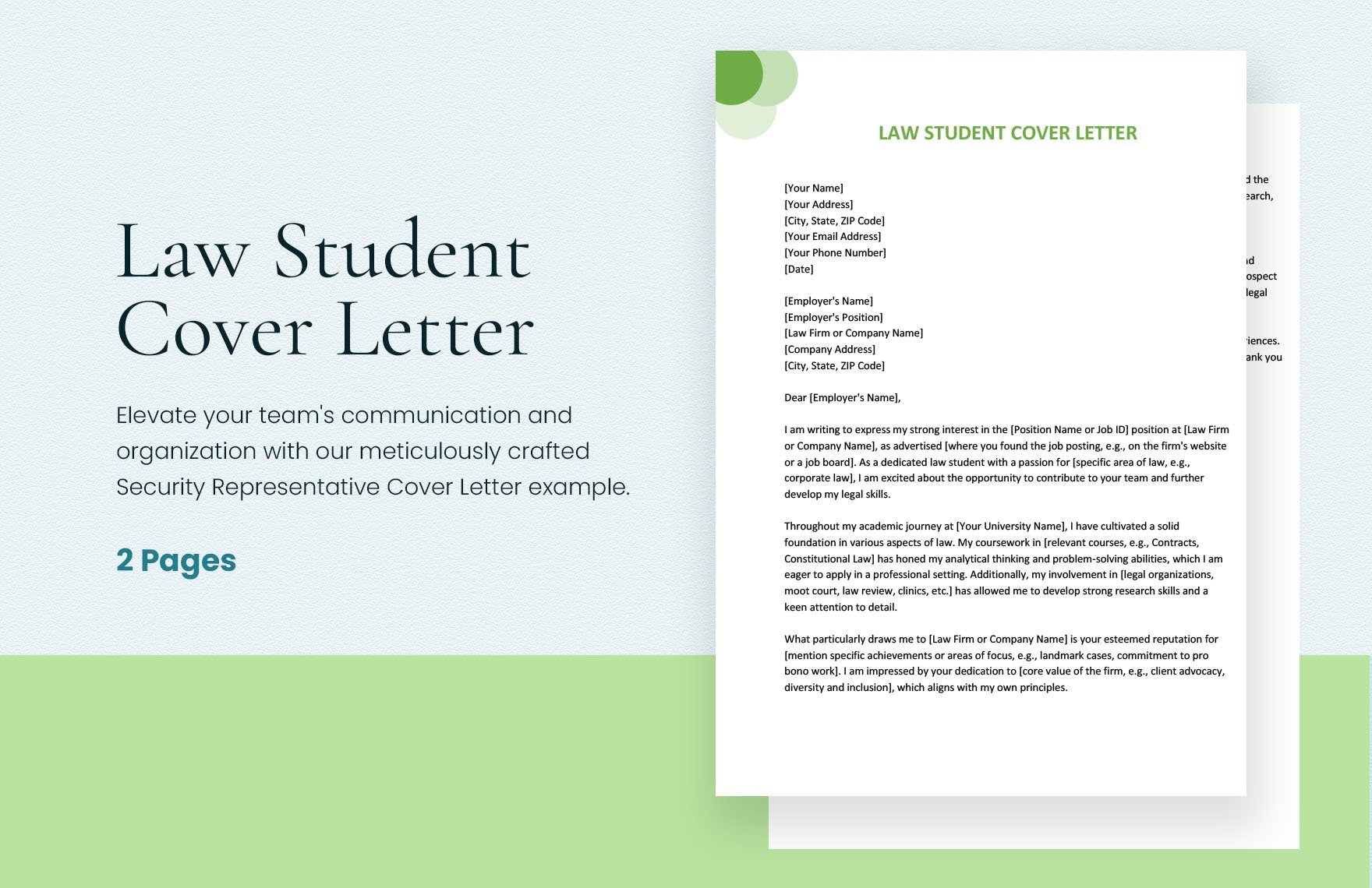 Law Student Cover Letter in Word, Google Docs