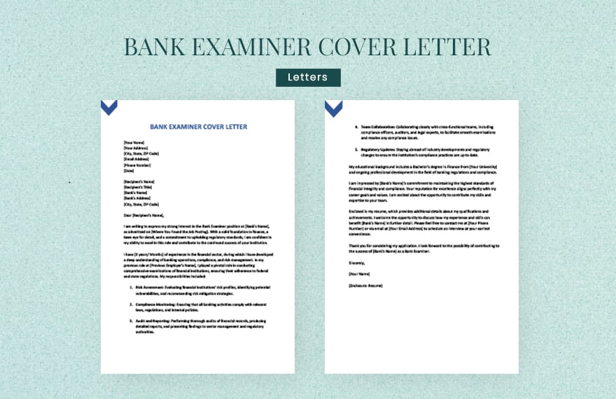 Bank examiner cover letter