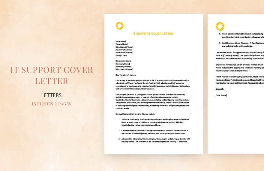 It support cover letter in Word, Google Docs, Apple Pages