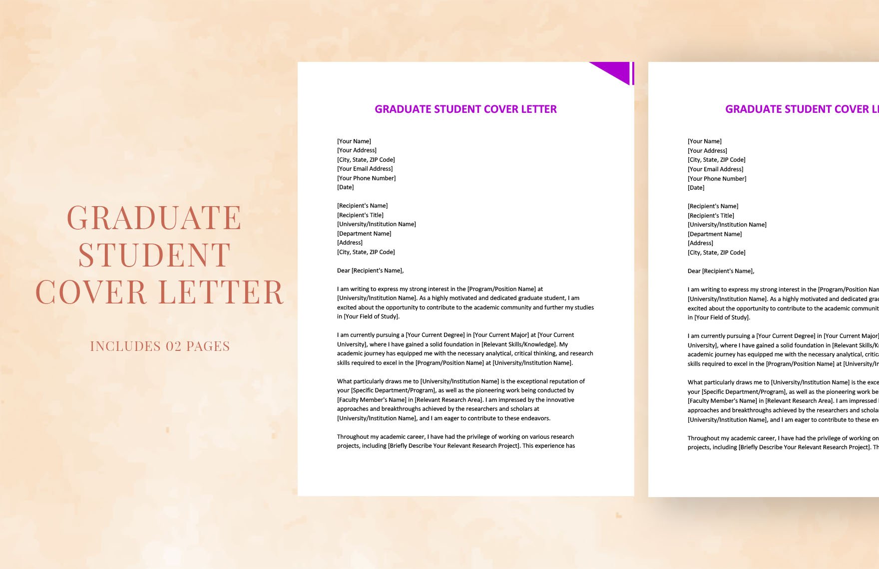 Graduate Student Cover Letter in Word, Google Docs