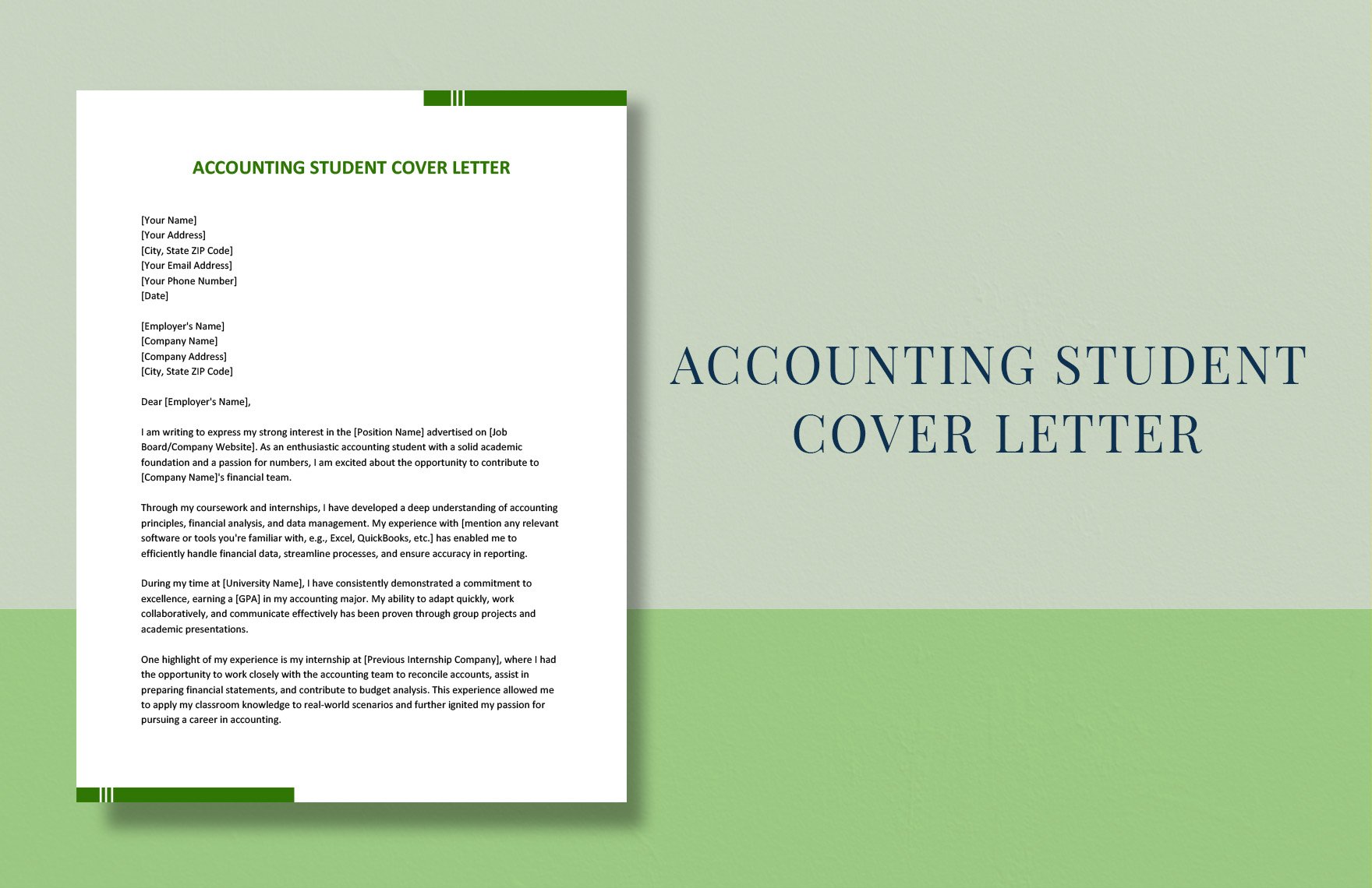 Accounting Student Cover Letter in Word, Google Docs