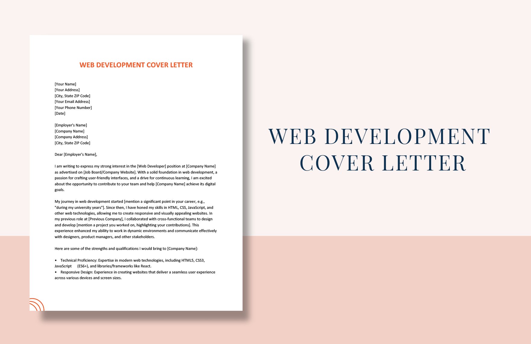 Web Development Cover Letter in Word, Google Docs