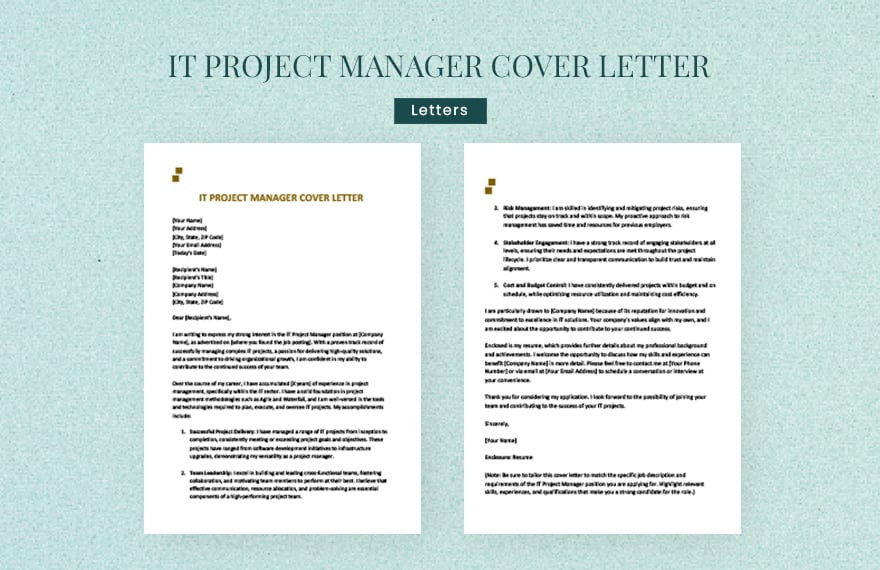 Free It project manager cover letter