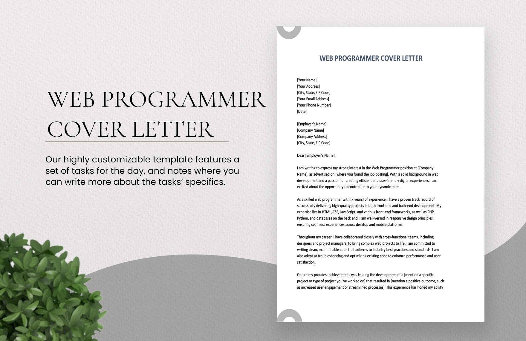 Web Programmer Cover Letter in Word, Google Docs