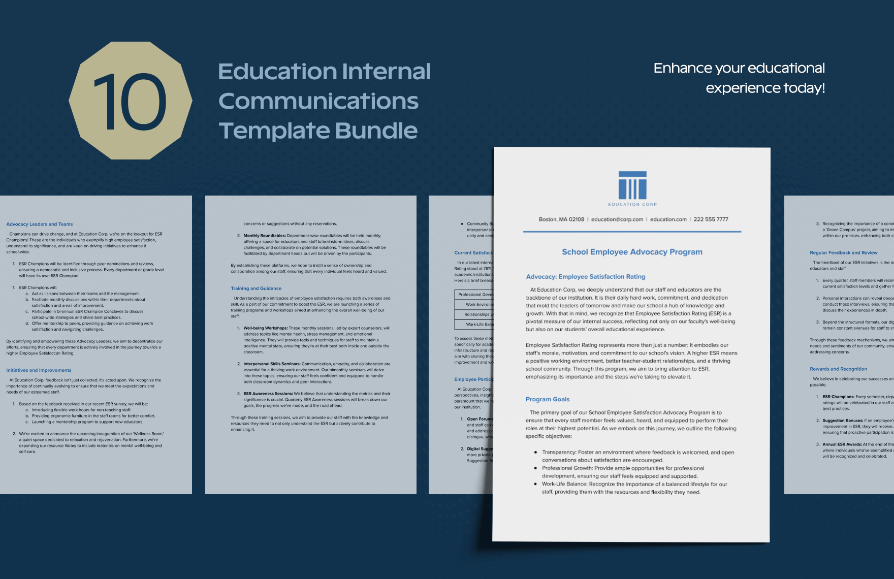 10 Education Internal Communications Template Bundle