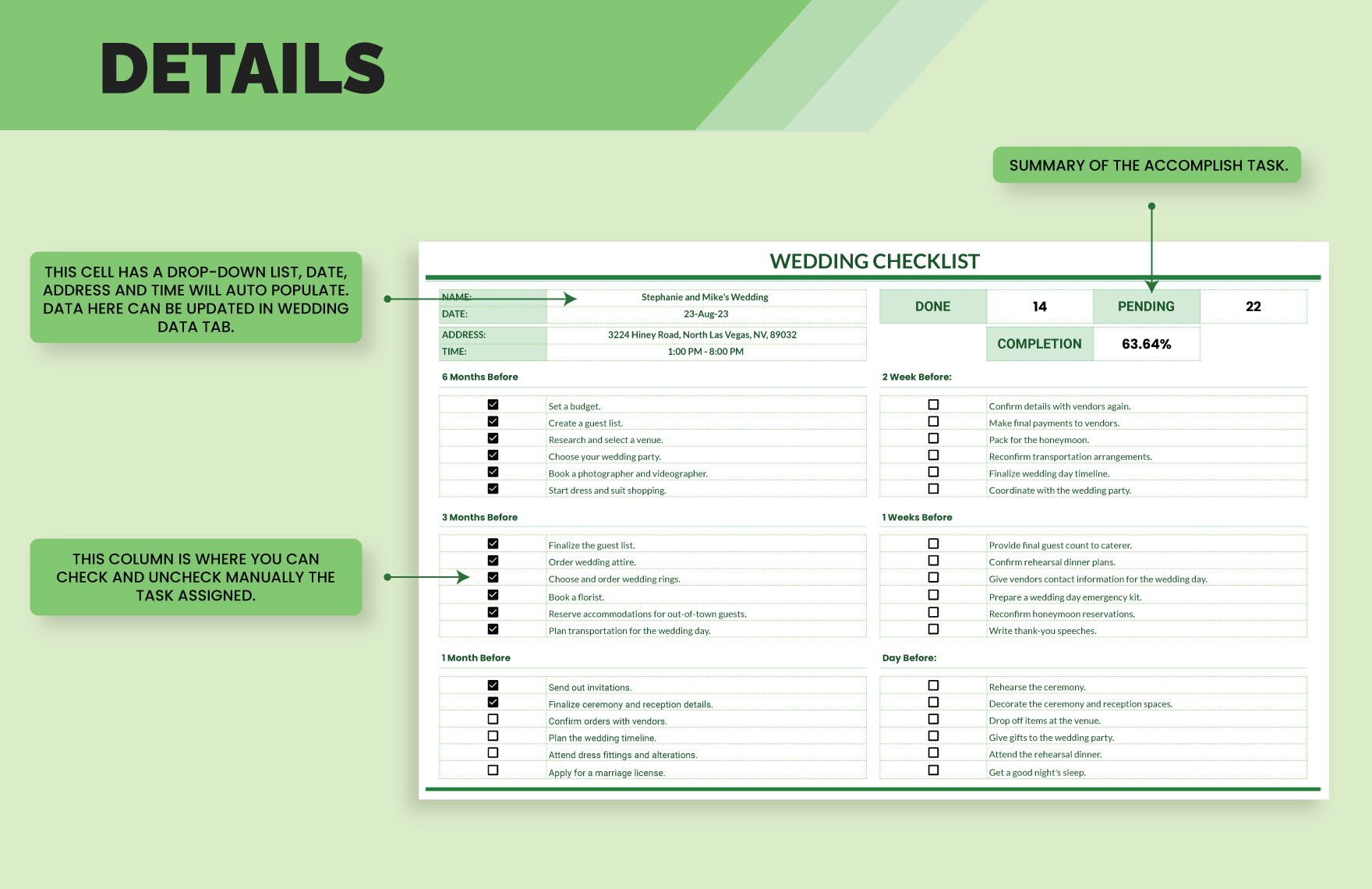 wedding checklist google sheets