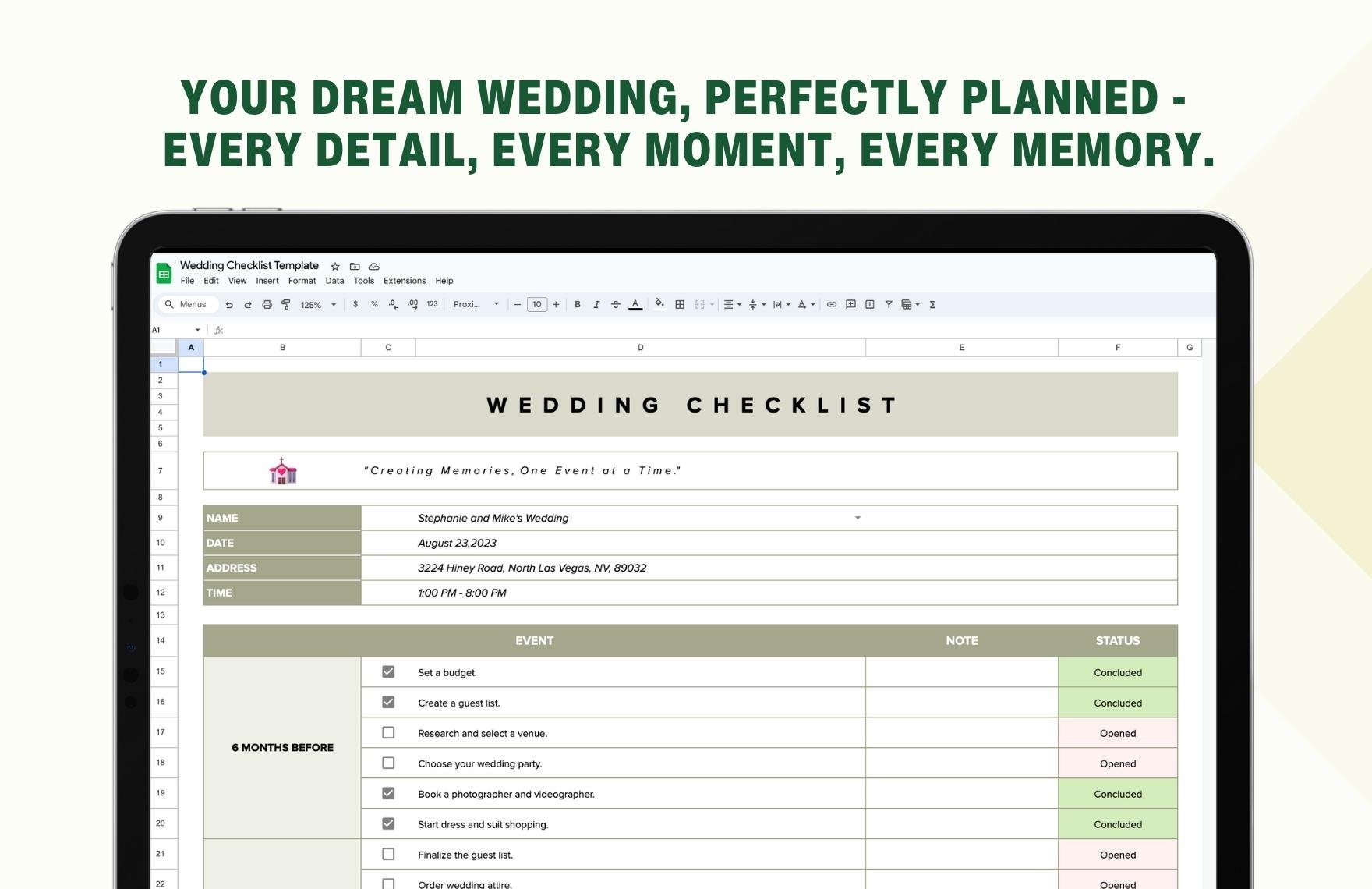 Wedding Checklist Template