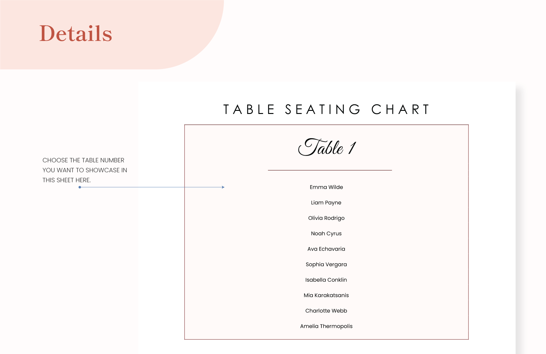 Table Seating Chart Template