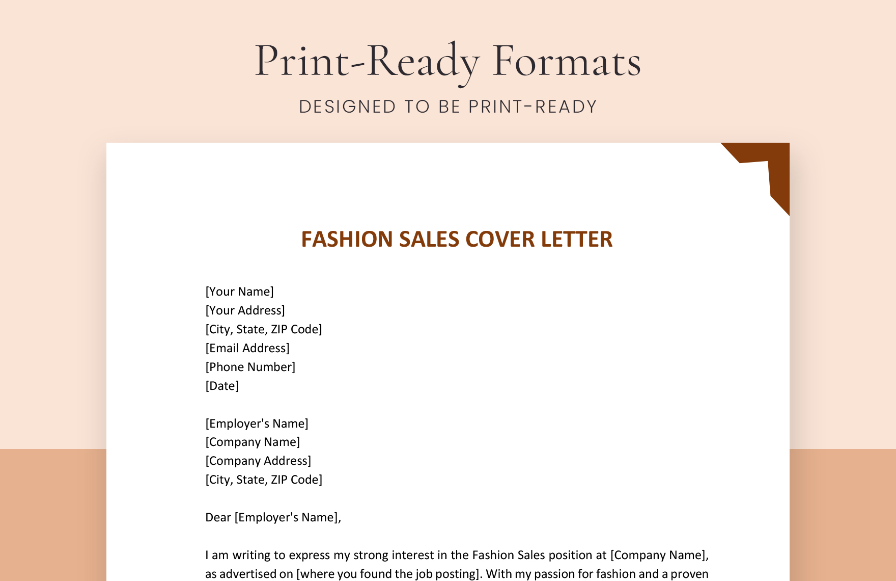 Fashion Sales Cover Letter