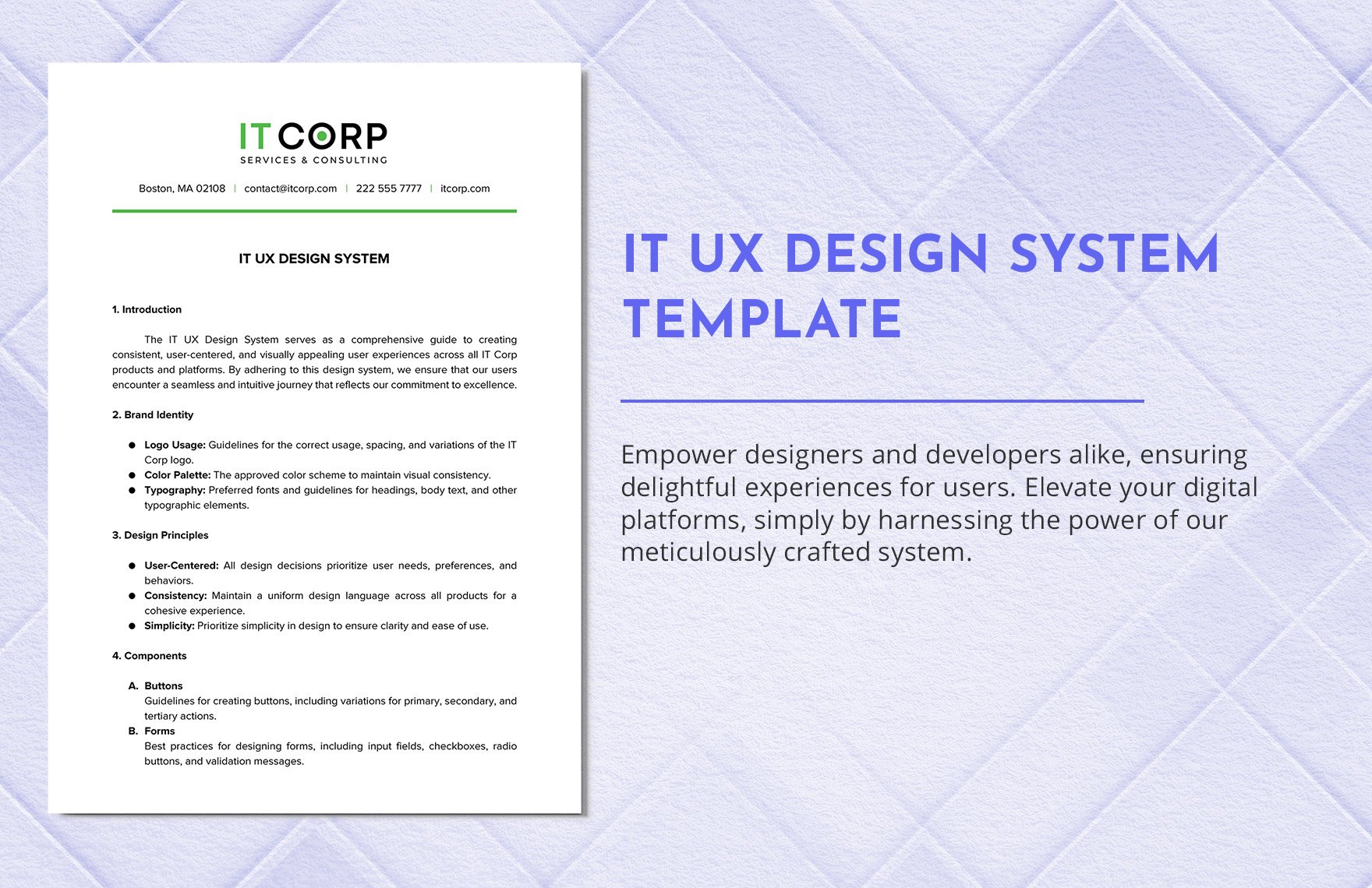 IT UX Design System Template in Word, Google Docs, PDF