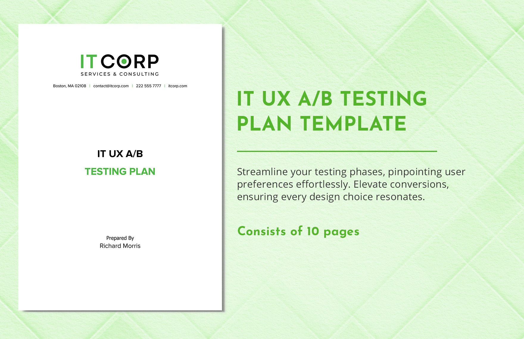 IT UX A/B Testing Plan Template