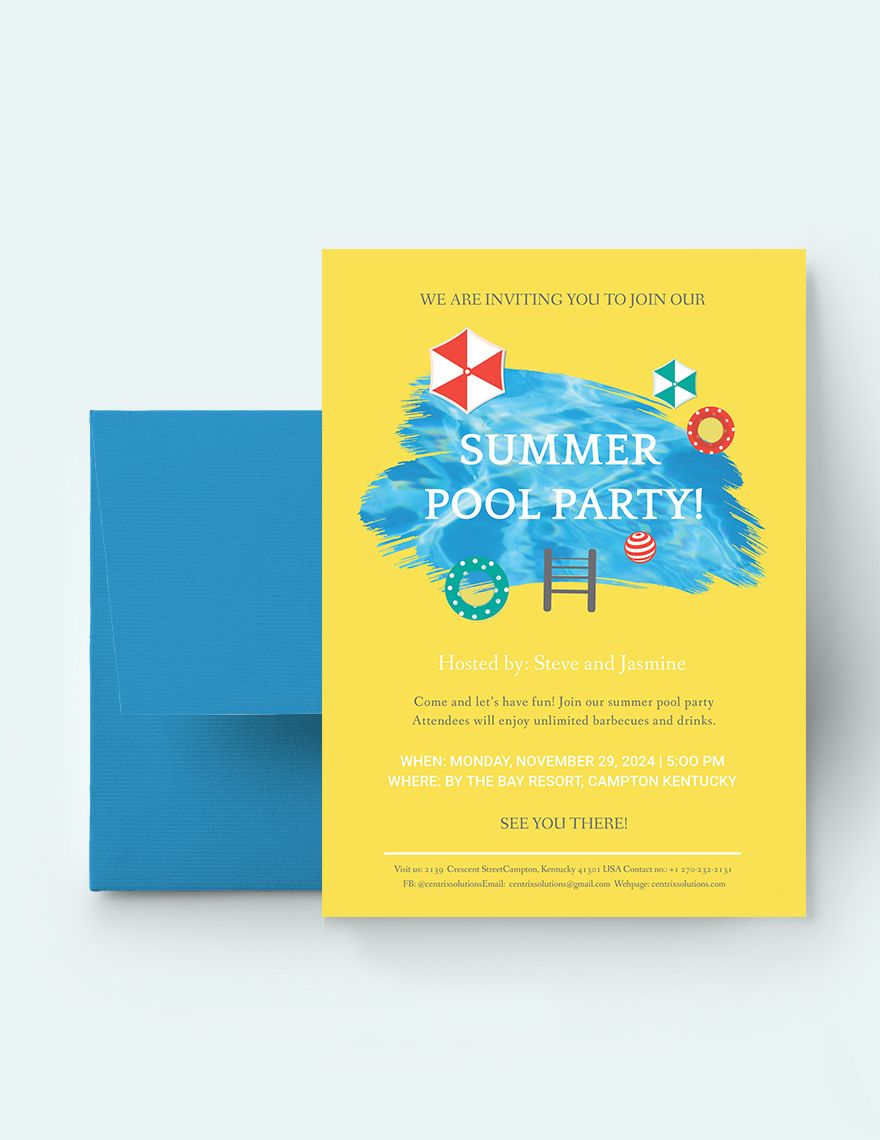 Pool Party Invitation Template