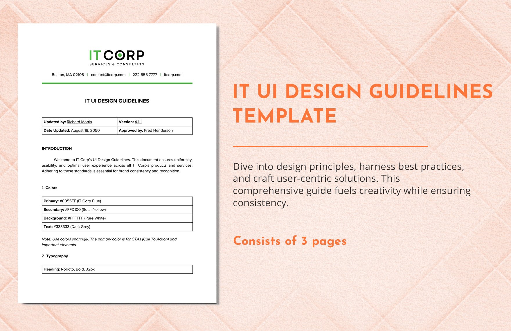IT UI Design Guidelines Template in Word, Google Docs, PDF