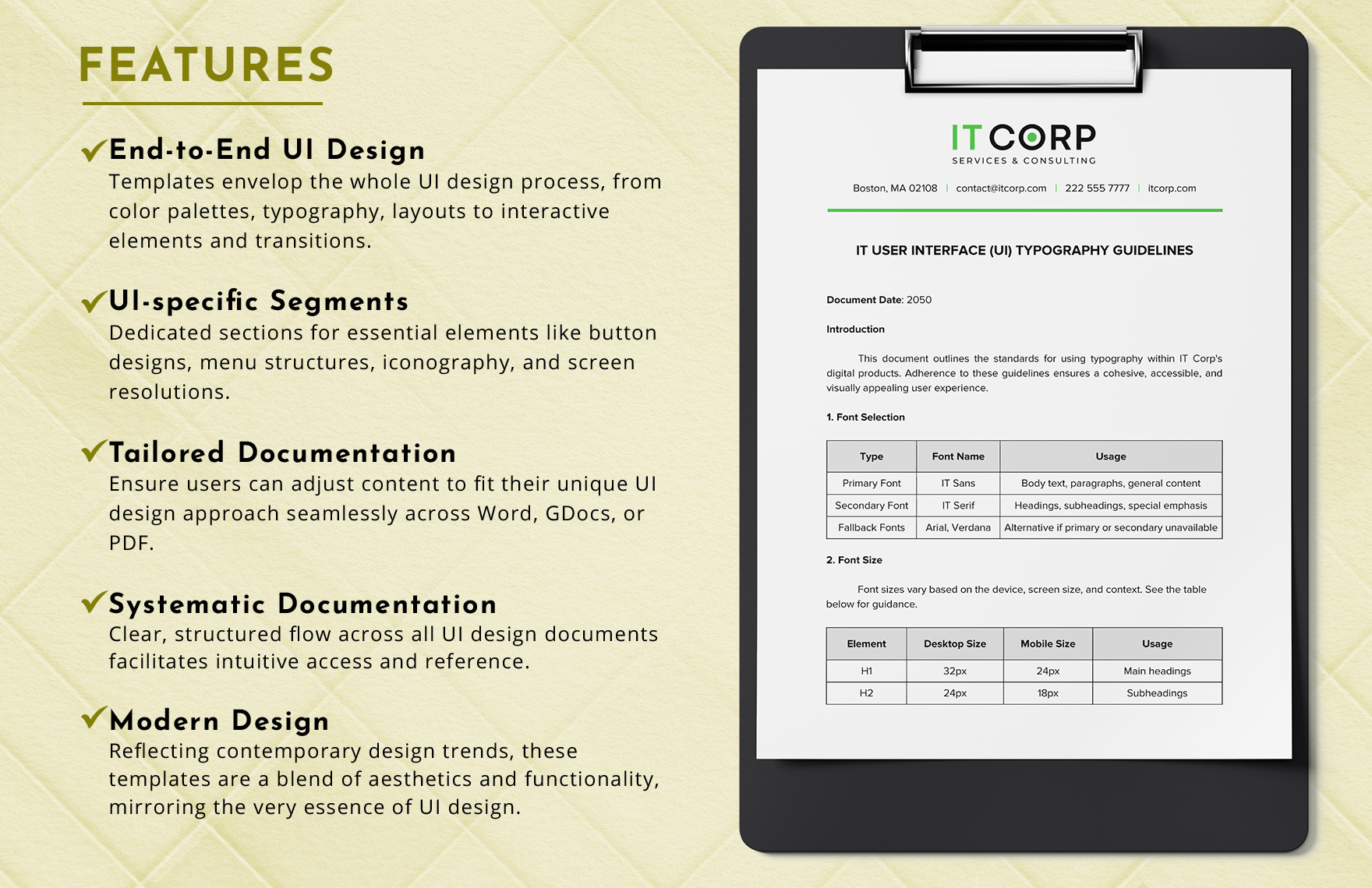 IT UI Typography Guidelines Template