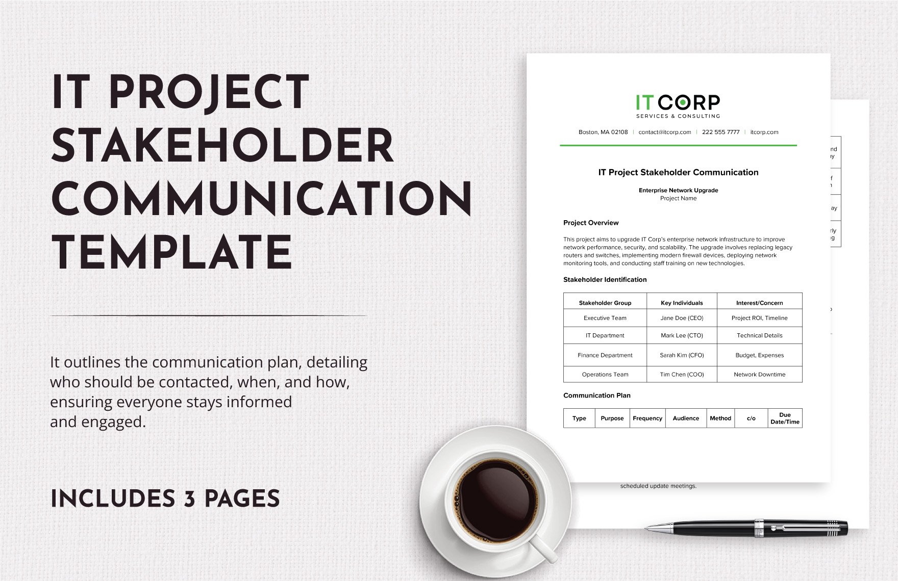 IT Project Stakeholder Communication Template