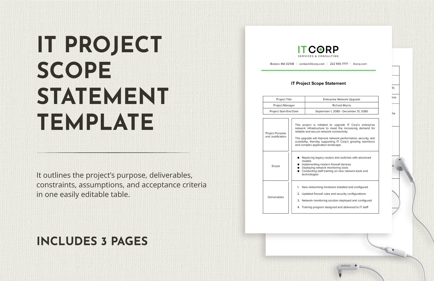IT Project Scope Statement Template