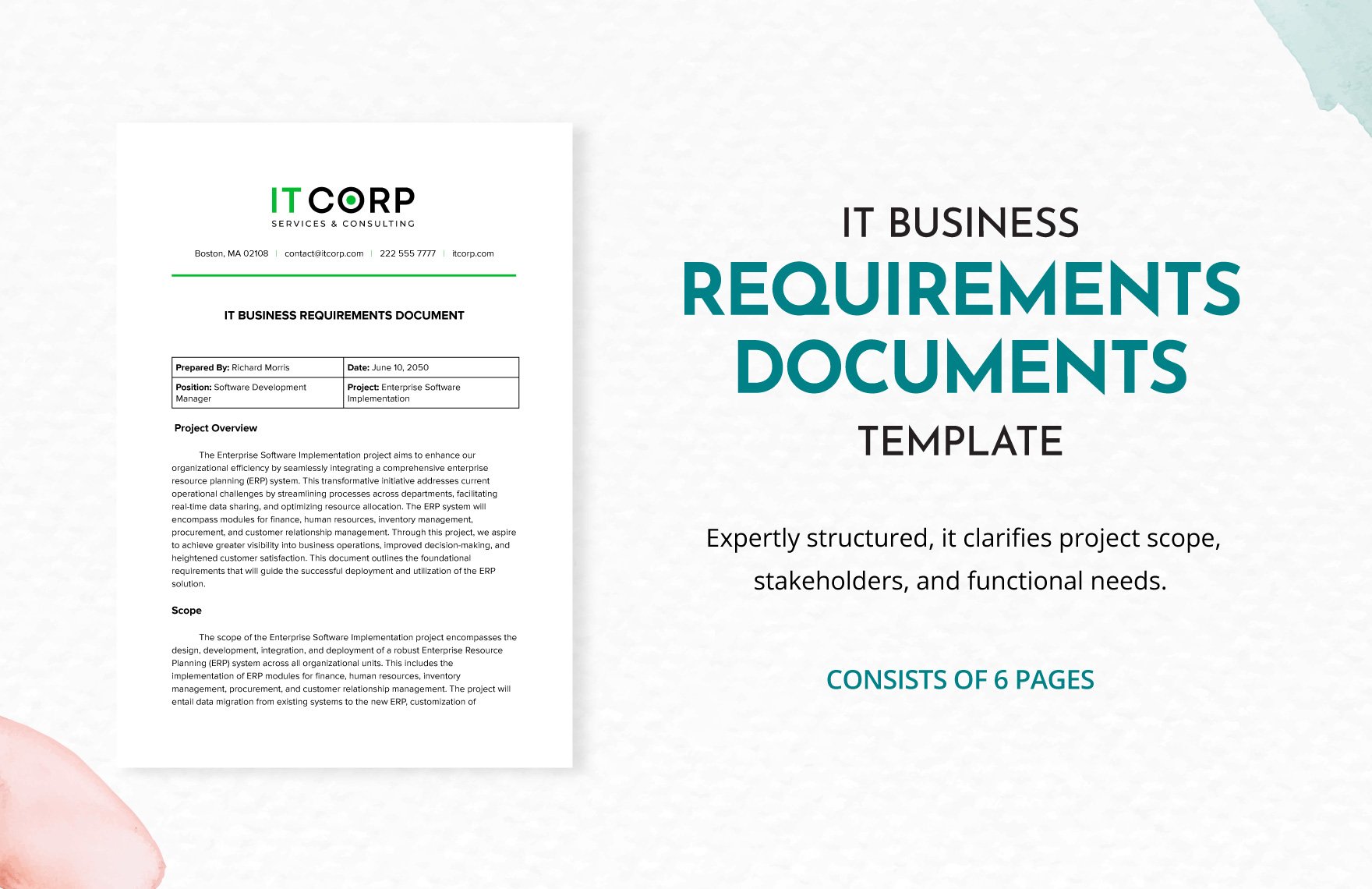 IT Business Requirements Document Template