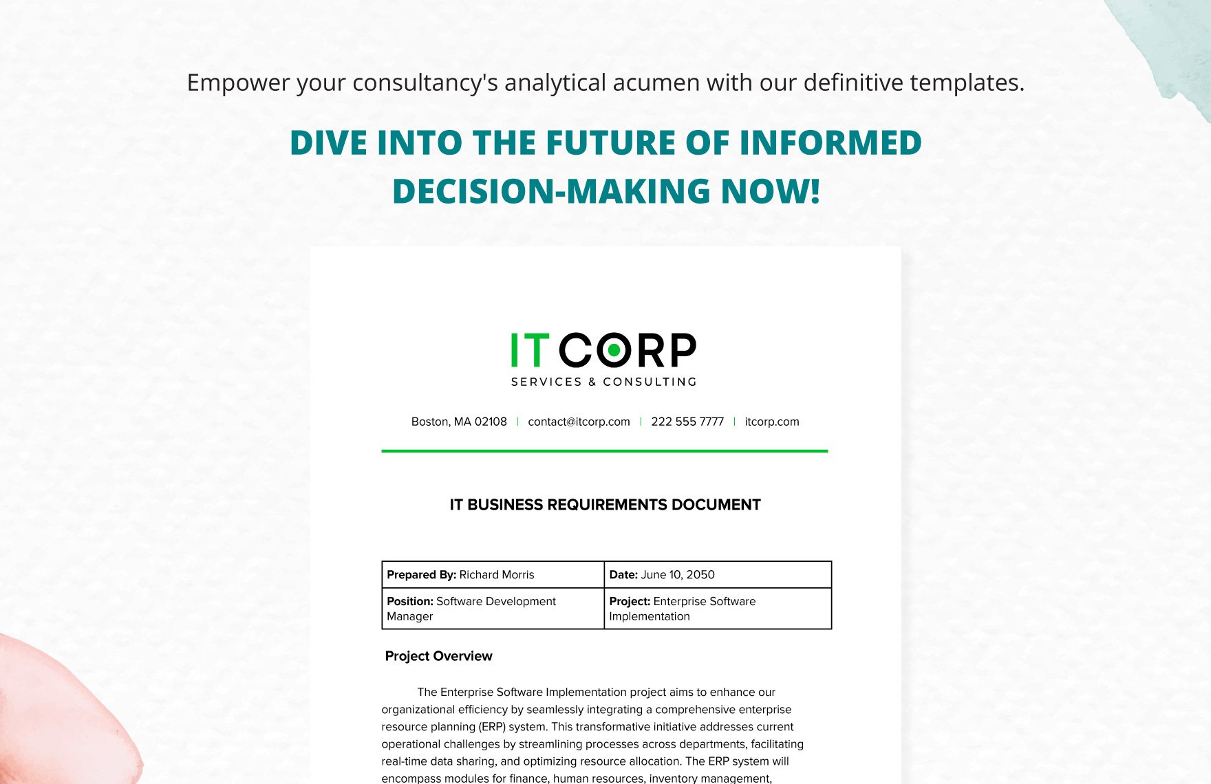 IT Business Requirements Document Template