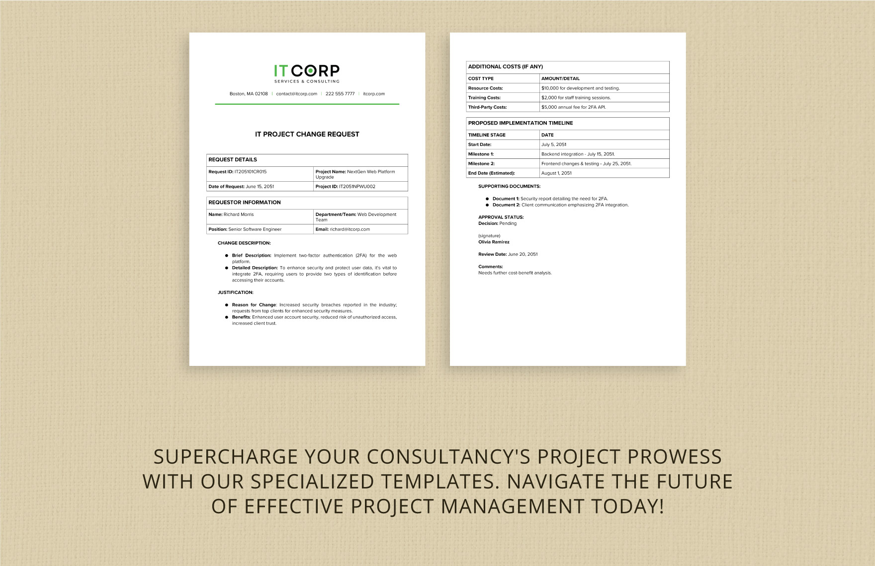 IT Project Change Request Template