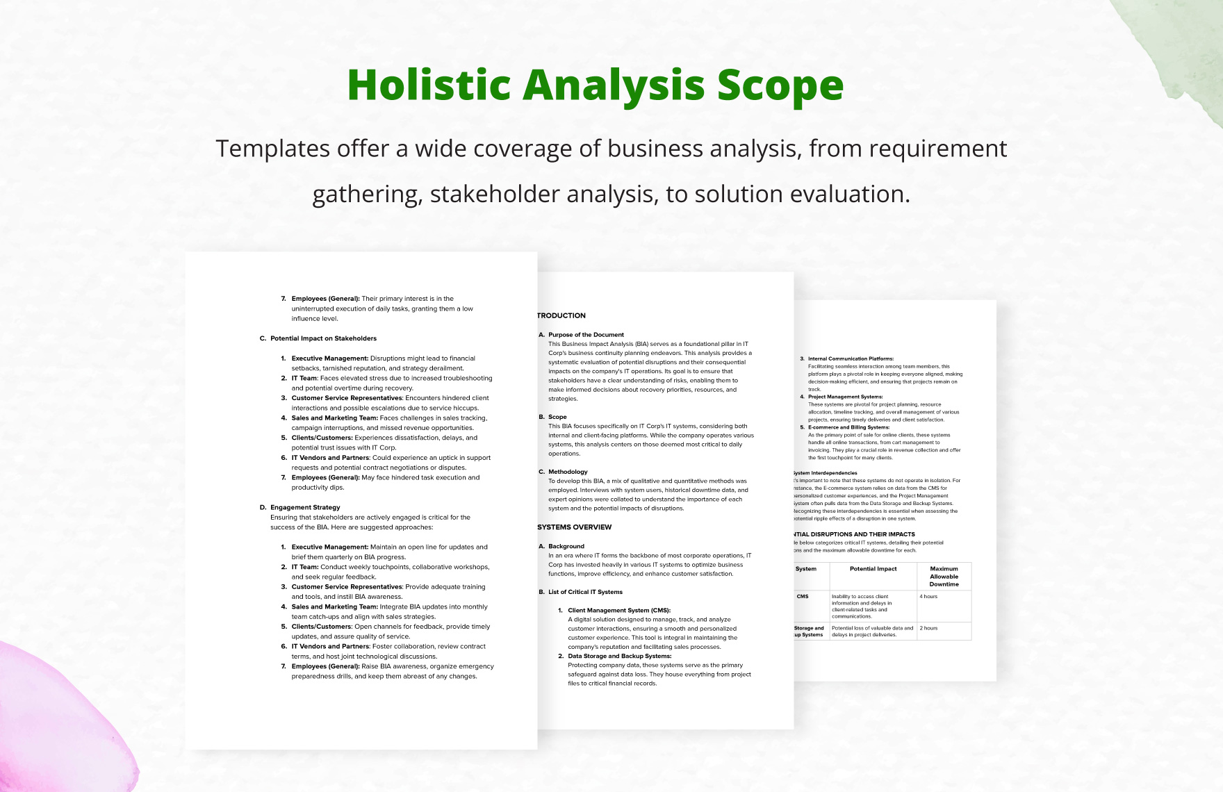 IT Business Impact Analysis Template