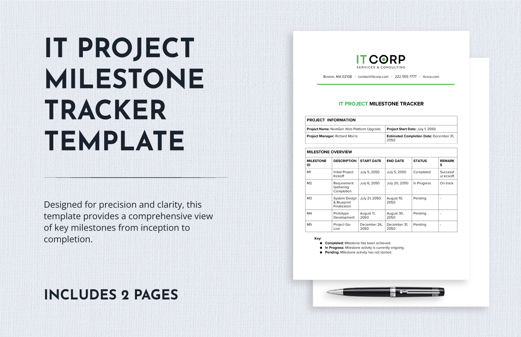 IT Project Milestone Tracker Template in Word, Google Docs, PDF