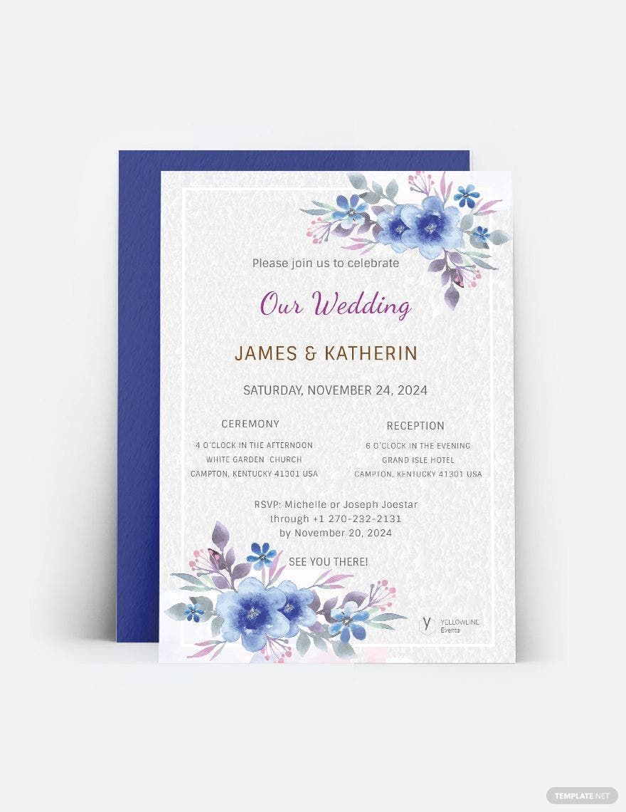 wedding invitation card template - google docs, illustrator, word
