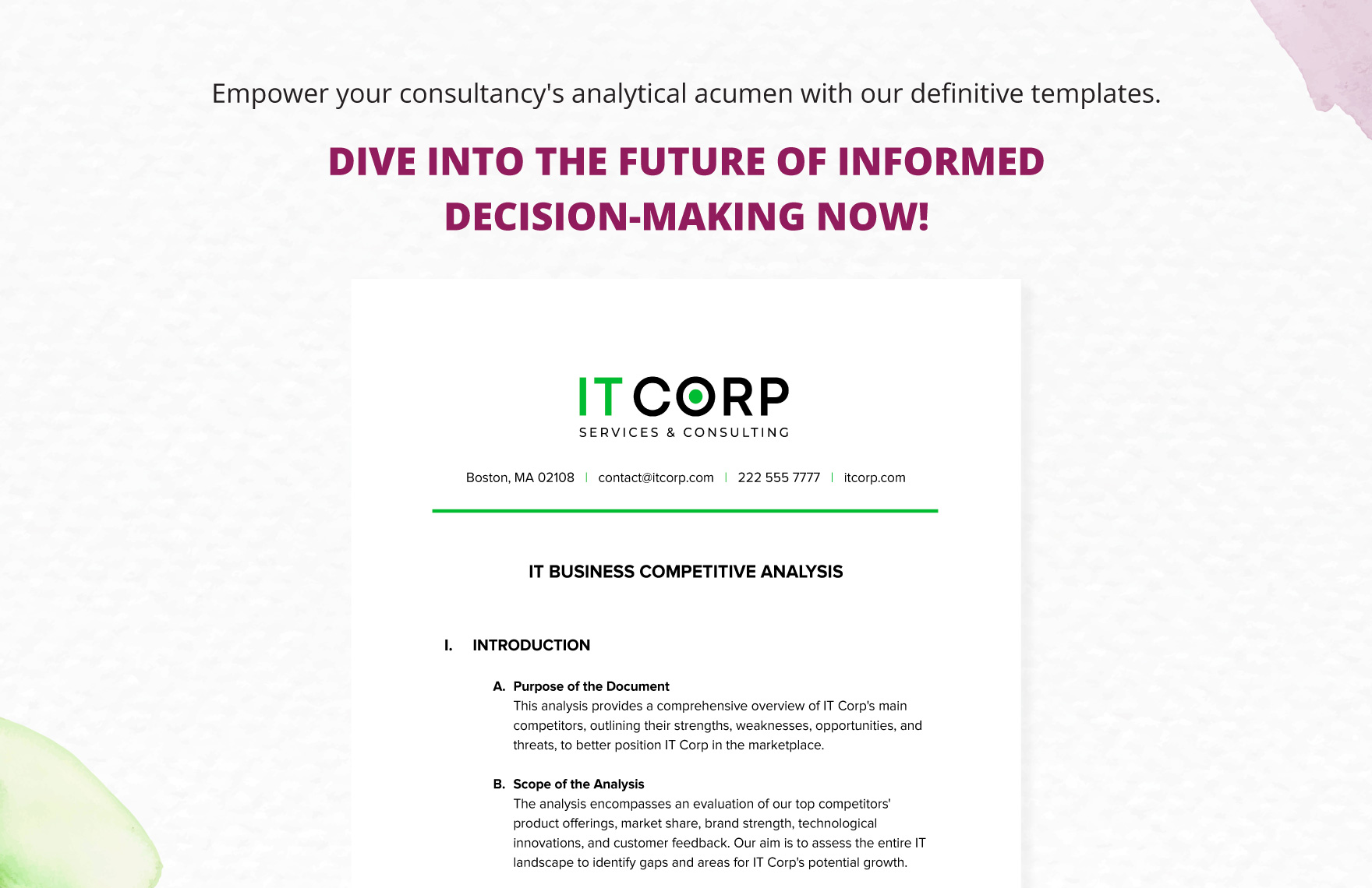 IT Business Competitive Analysis Template