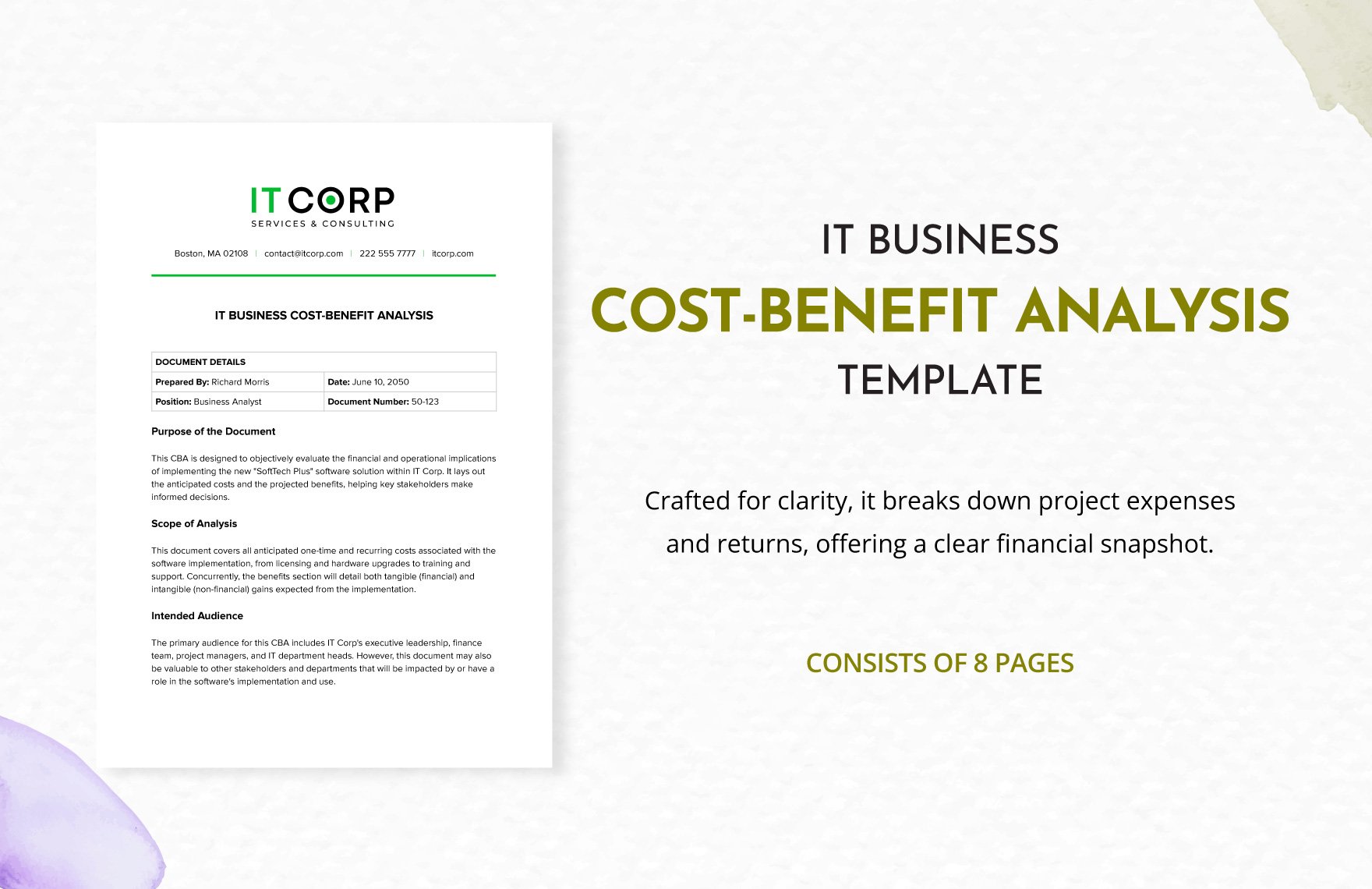 IT Business Cost-Benefit Analysis Template