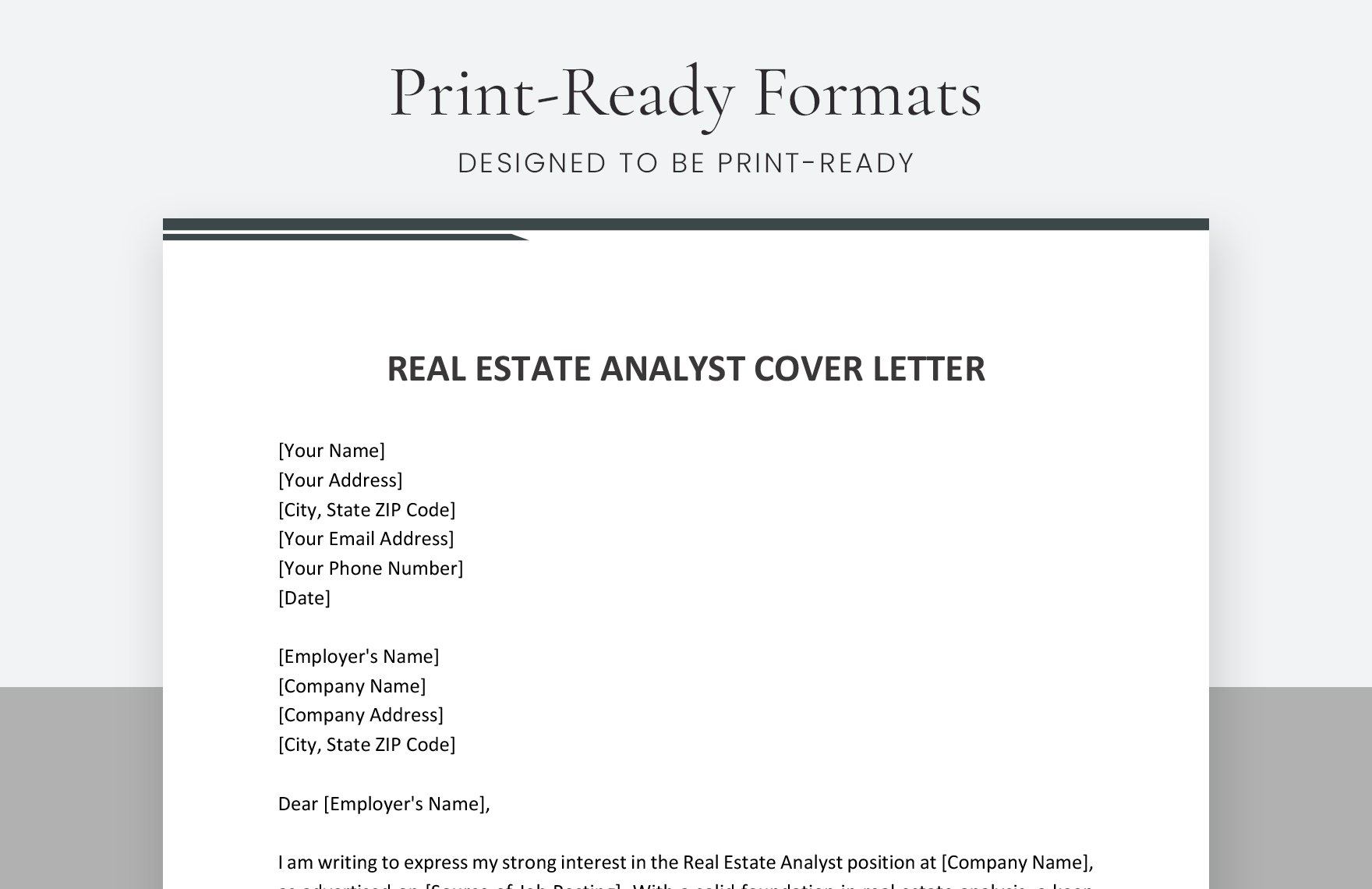 Real Estate Analyst Cover Letter