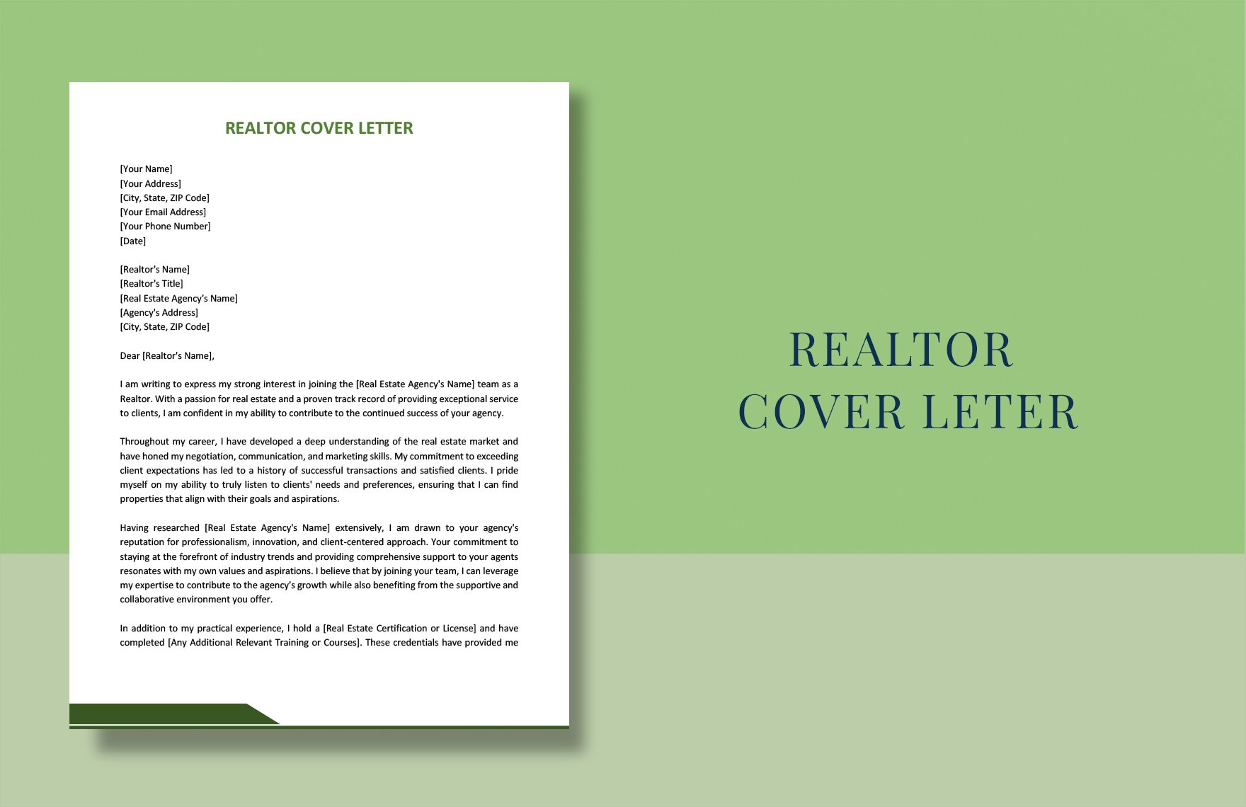 Realtor Cover Letter in Word, Google Docs, PDF