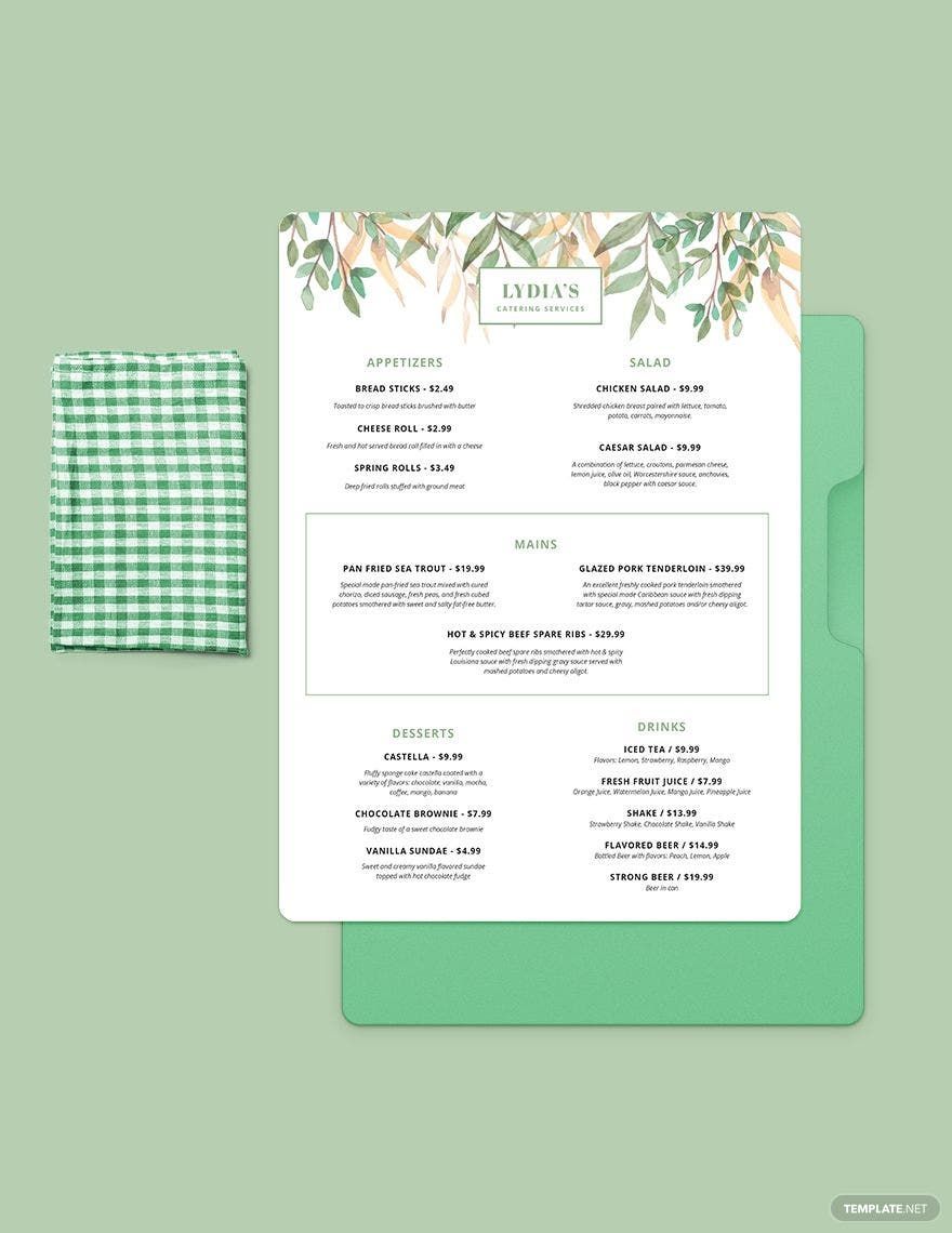 Simple Catering Menu Template