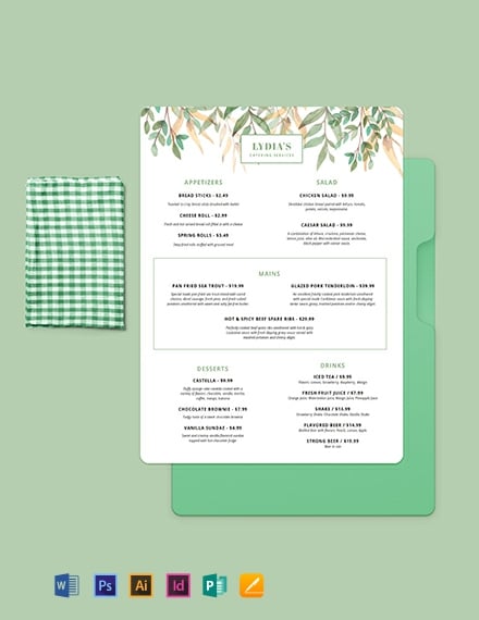 catering menu templates for microsoft excel